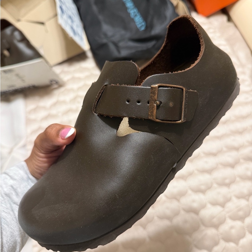 Birkenstock Dark Brown Buckle Mules